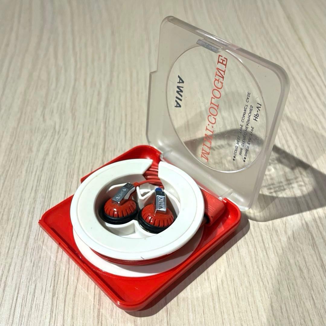 AIWA HP-V1 インナーイヤーイヤホン レッド　昭和レトロ レア