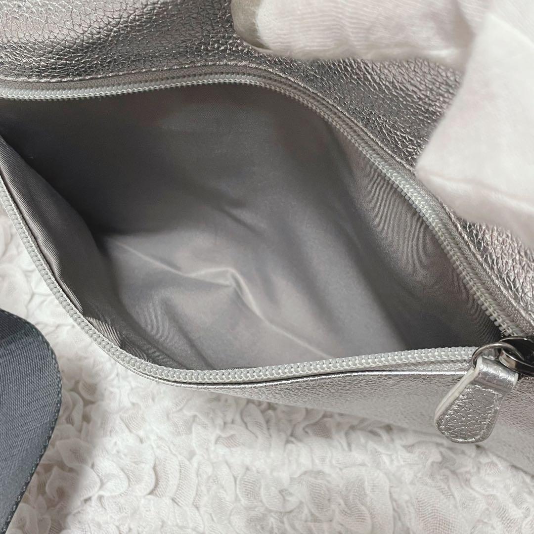 希少✨ear PAPILLONNER ワイドテープショルダーバッグ　シルバー　柄