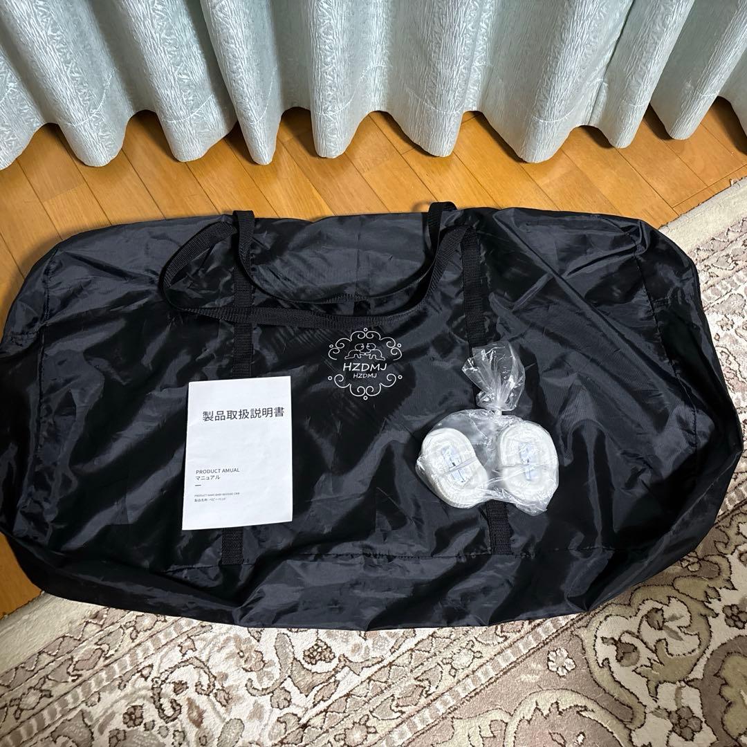 HZDMJ 折りたたみベビーベッド キャスター付 取説付 ブルー