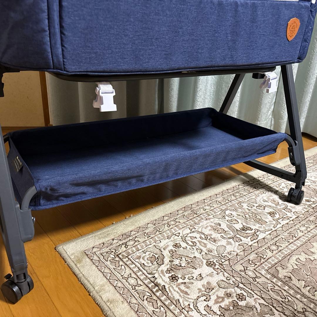 HZDMJ 折りたたみベビーベッド キャスター付 取説付 ブルー