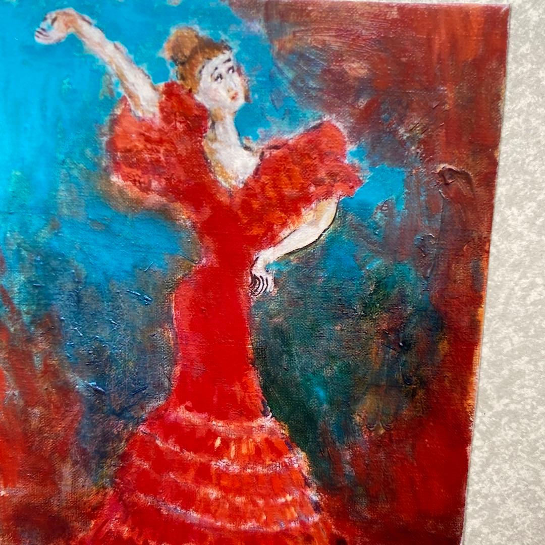 絵画　油彩画　油絵　「フラメンコ」F4号　額付き　美品　渡仏　送料無料