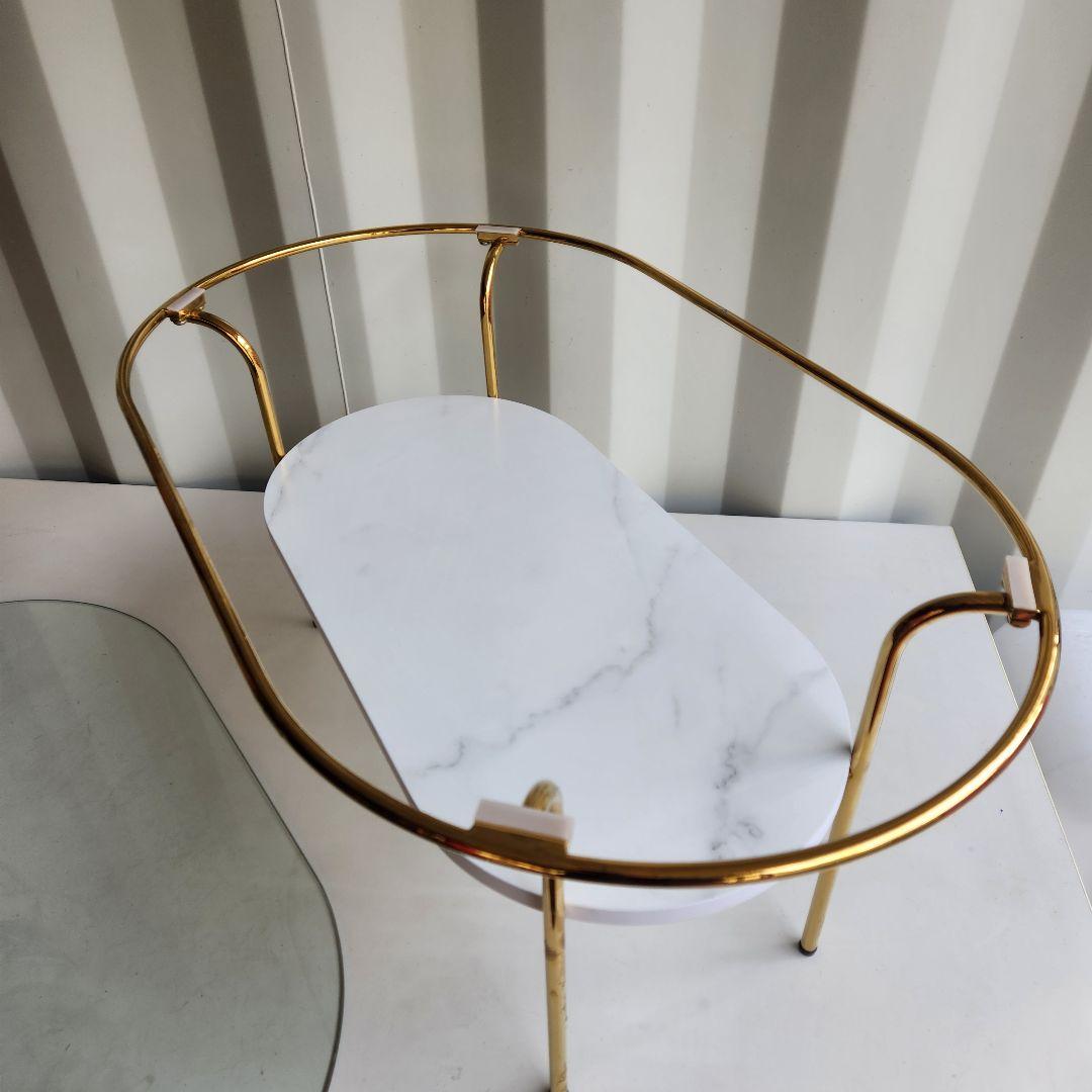 francfranc レガートコーヒーテーブル ゴールド×マーブル S