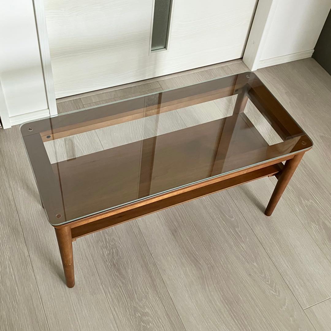 木製ローテーブル　ガラステーブル　セット　直接引取歓迎