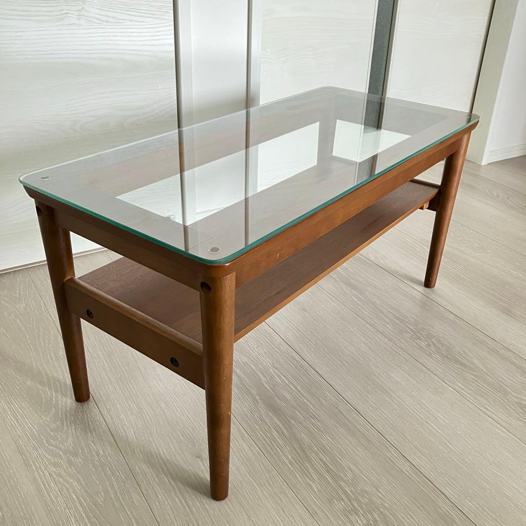 木製ローテーブル　ガラステーブル　セット　直接引取歓迎