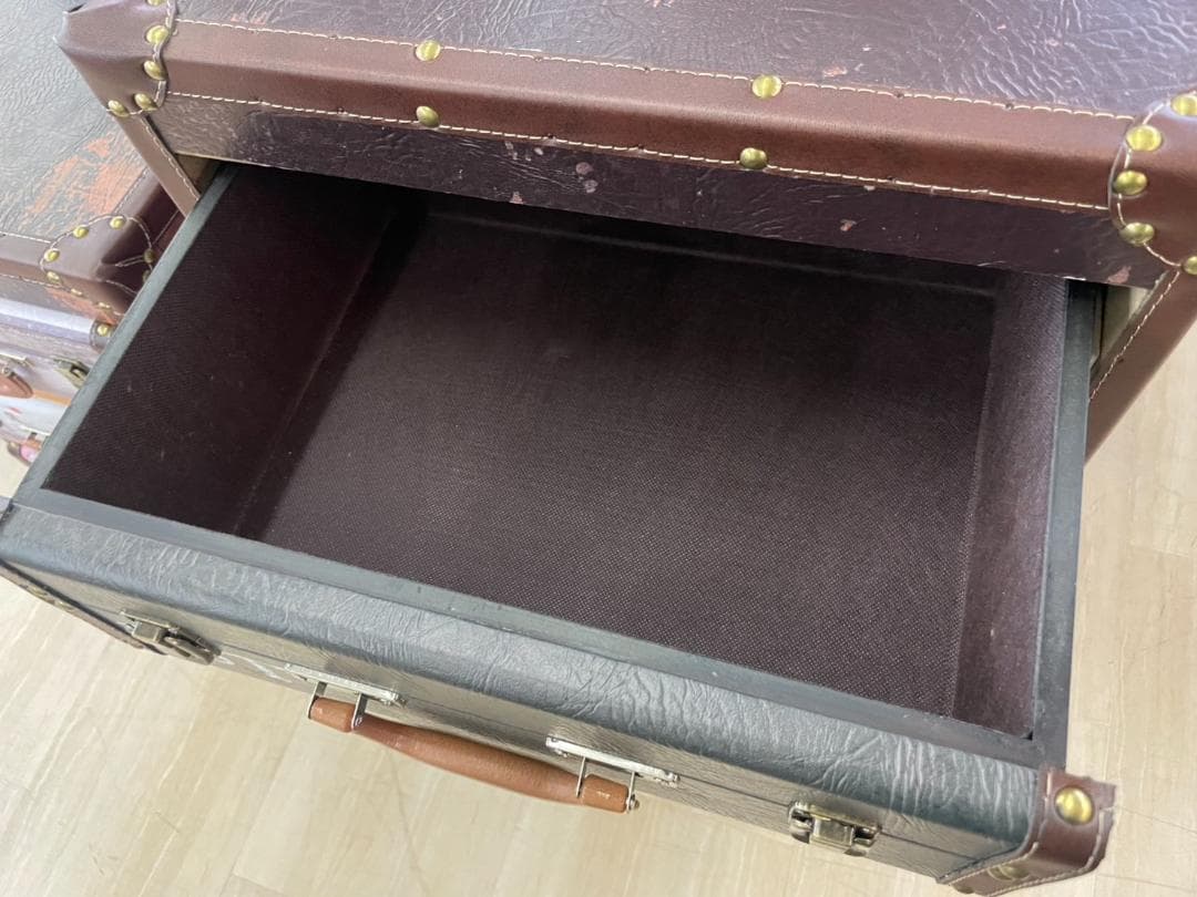 5段チェスト　棚　インダストリアル　収納　引出し　トランク　レトロ　おしゃれ