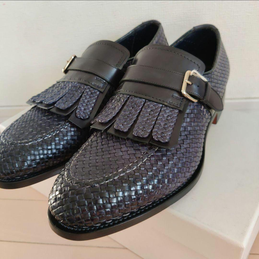 Satoni サントーニ 編み込み モンクストラップ ローファー 9/27.6