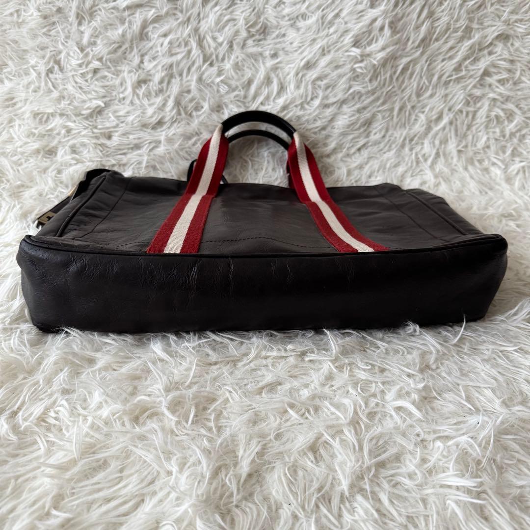 【バリー】トートバッグ　ビジネスバッグ レザー　ダークブラウン 鍵付き　A4