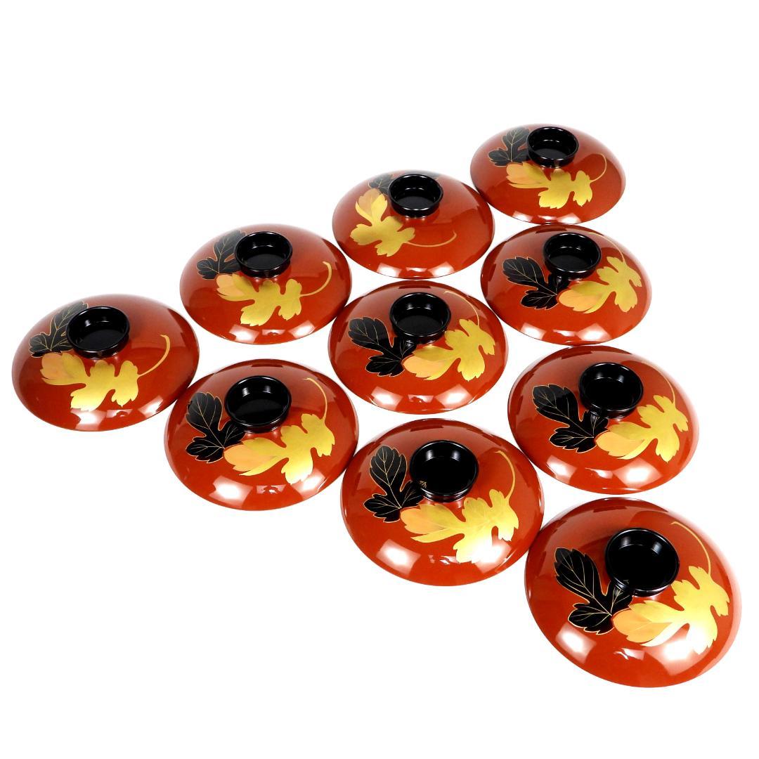 漆器　輪島塗　木製　蒔絵　吸物椀　蓋付椀　汁椀　10客