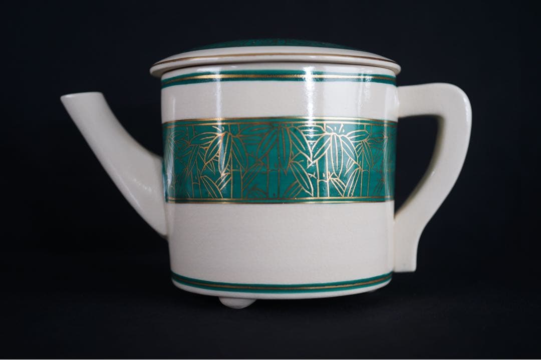 田中宝泉 緑地 竹 水次 共箱 茶道具