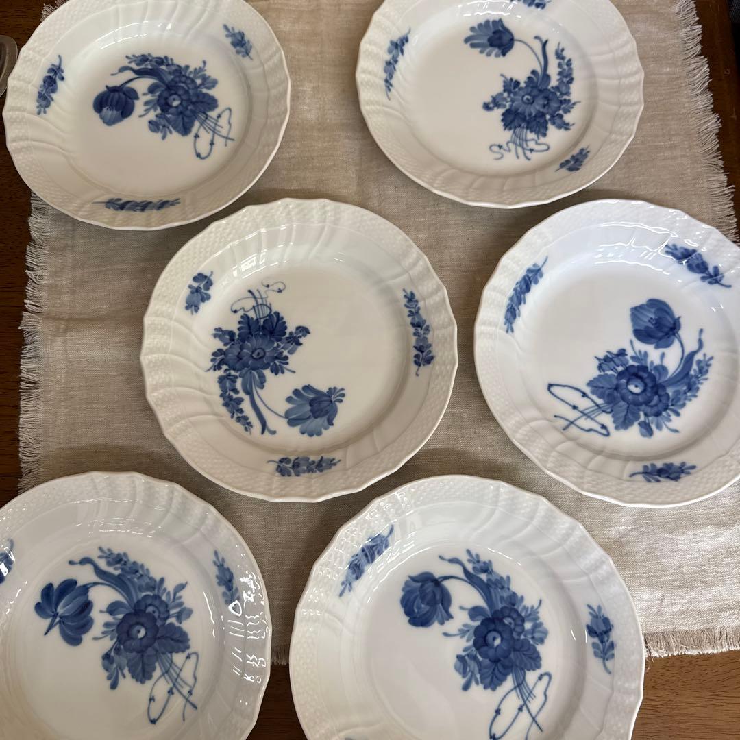 未使用　ロイヤルコペンハーゲン　ブルーフラワー　カープ　中深皿　６枚