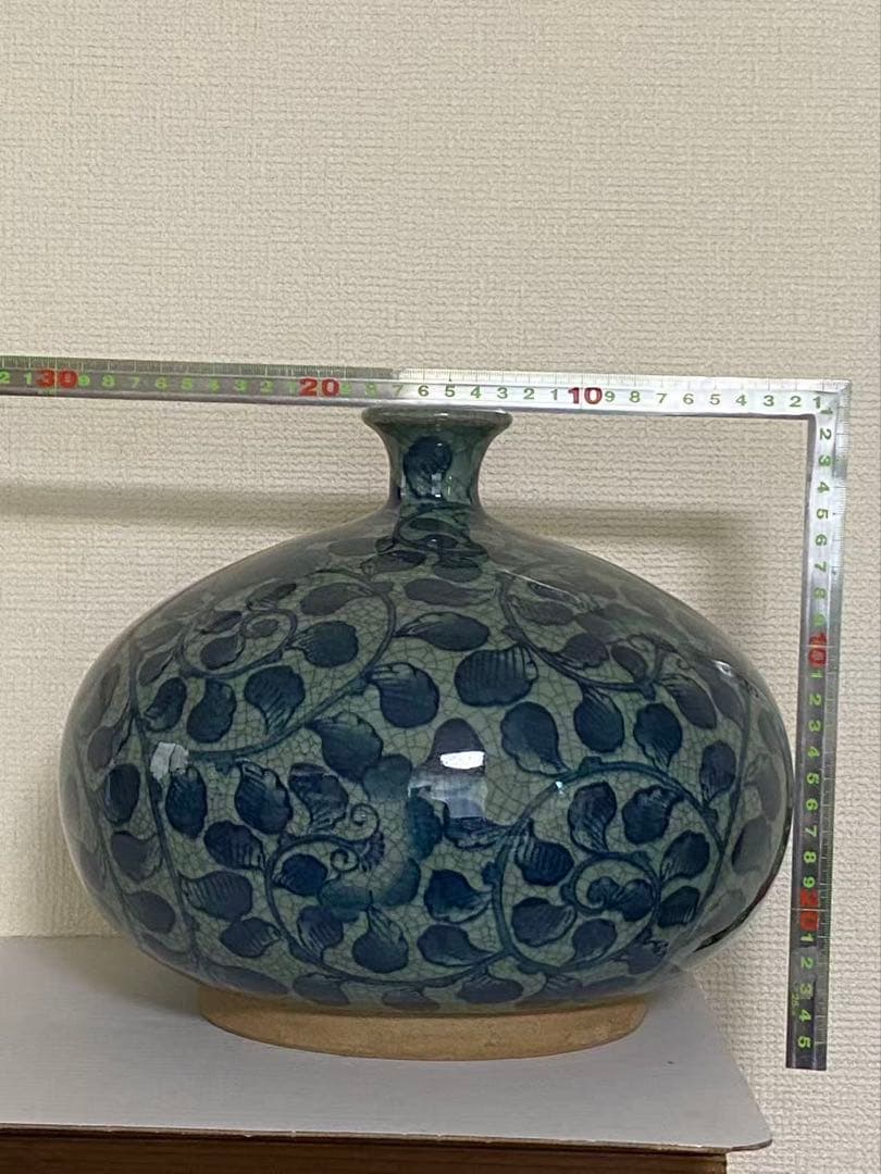 有田燒 伝統の染錦牡丹唐草花瓶 壺 時代物