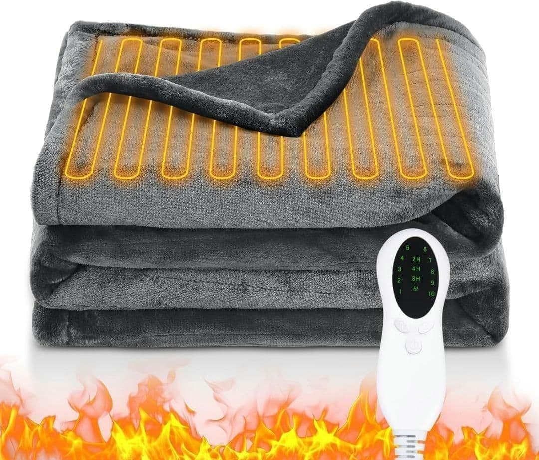 2個セット⭐️電気毛布 3分速暖 10段階温度 フランネル 掛け敷き シングル