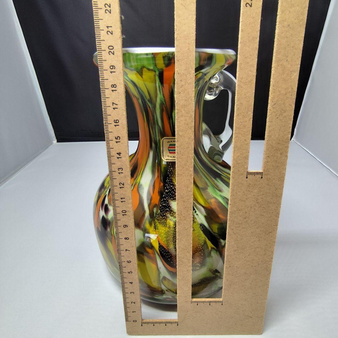 希少カメイガラス OSAKA 虹色 マーブル ピッチャー型 花瓶 No.5