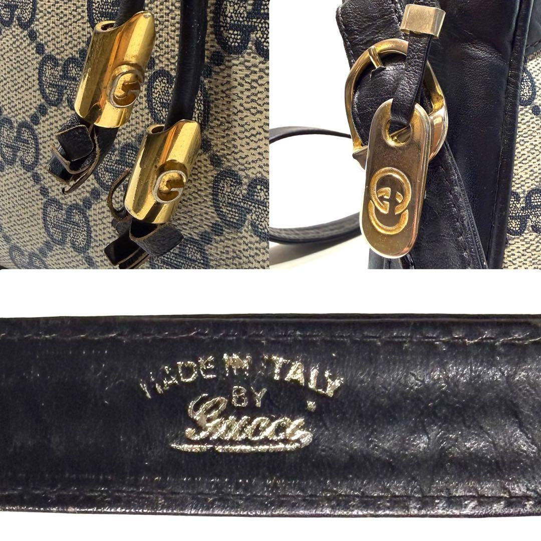希少 GUCCI GG ショルダーバッグ ネイビー レザー 金具 フリンジ