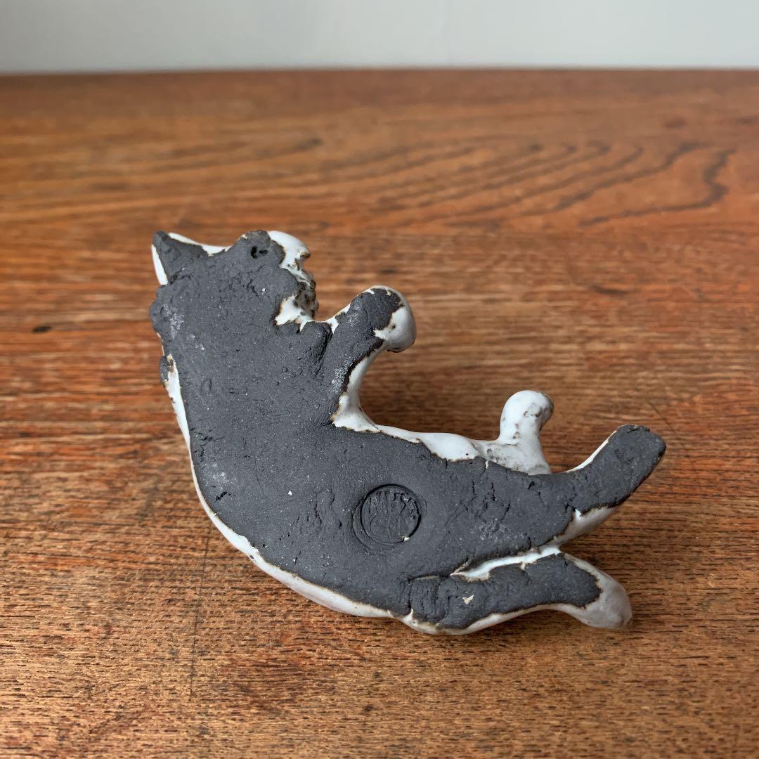 ご確認用　妻の作った　リアル招き猫　左手招き　ゴロ寝　陶芸　リングホルダー