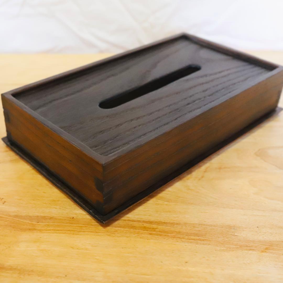 桐のティッシュケース　焼桐カラー