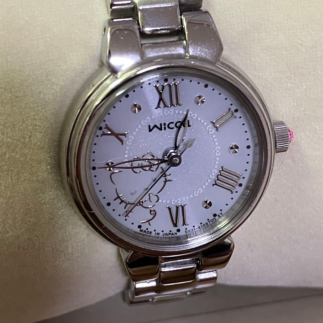 【美品】ウィッカ シルバー アナログ時計 ソーラーテック 電波時計 レディース