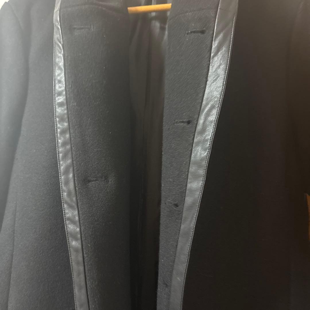 【極美品】フード付きパイピングフーデッドロングラップコートweb完売商品