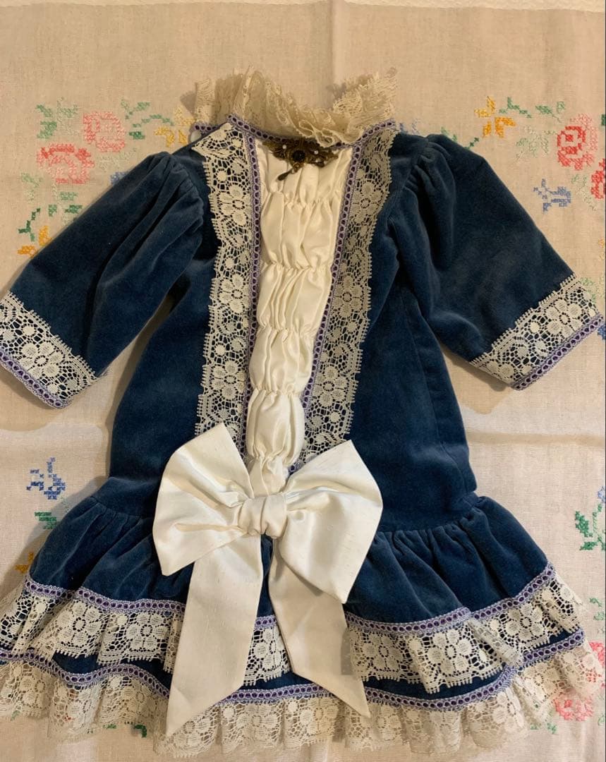 アンティークビスクドールドレスとボネ２点セット⑥