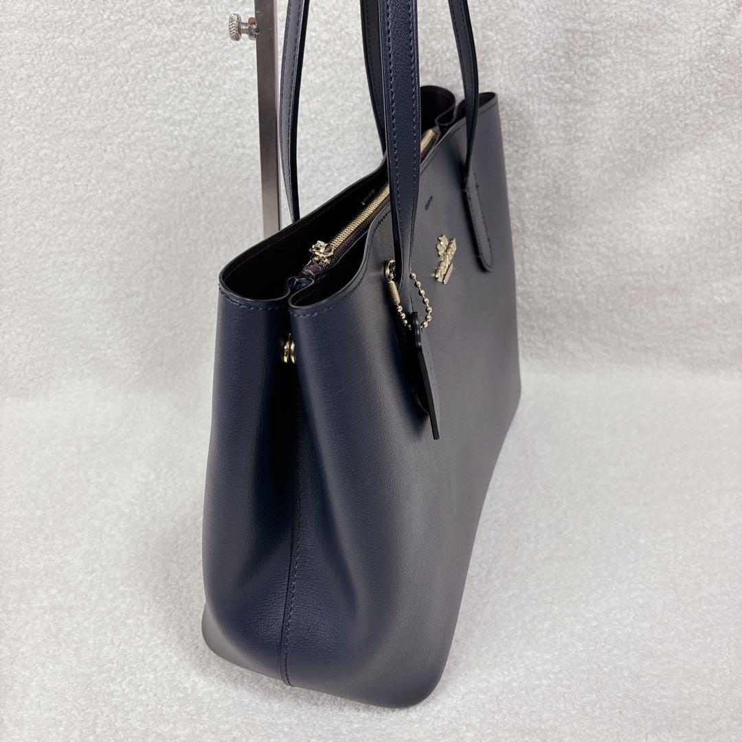 【未使用級】COACH レザートートバッグ　アベニュー　ダブルフェイス　ネイビー