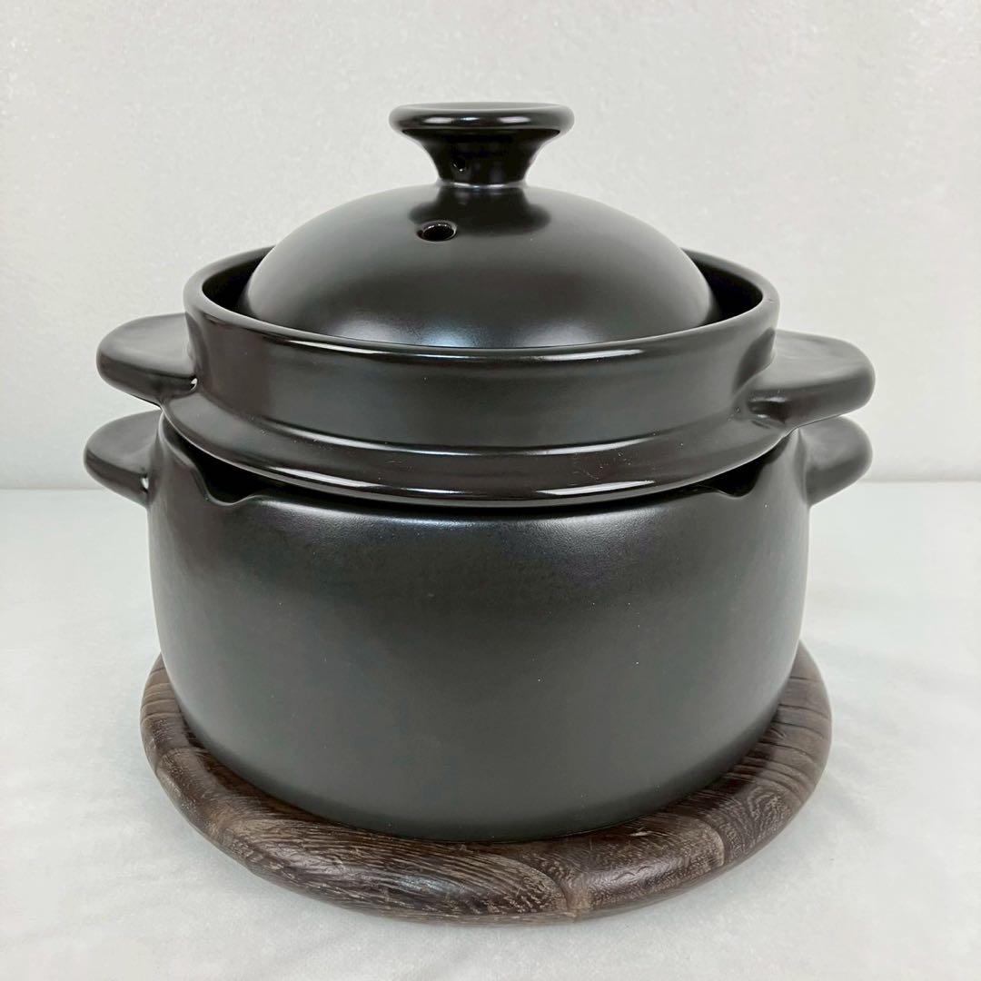 クリヤマ 黒樂 かまどご飯釜（大） 1〜4号 蓄熱炊き 土鍋圧釜 WA-100