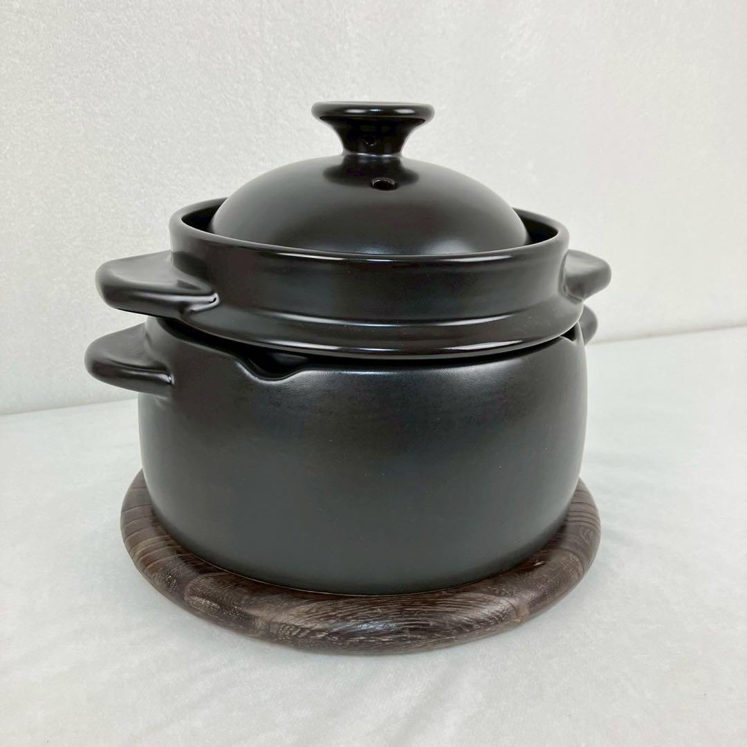 クリヤマ 黒樂 かまどご飯釜（大） 1〜4号 蓄熱炊き 土鍋圧釜 WA-100