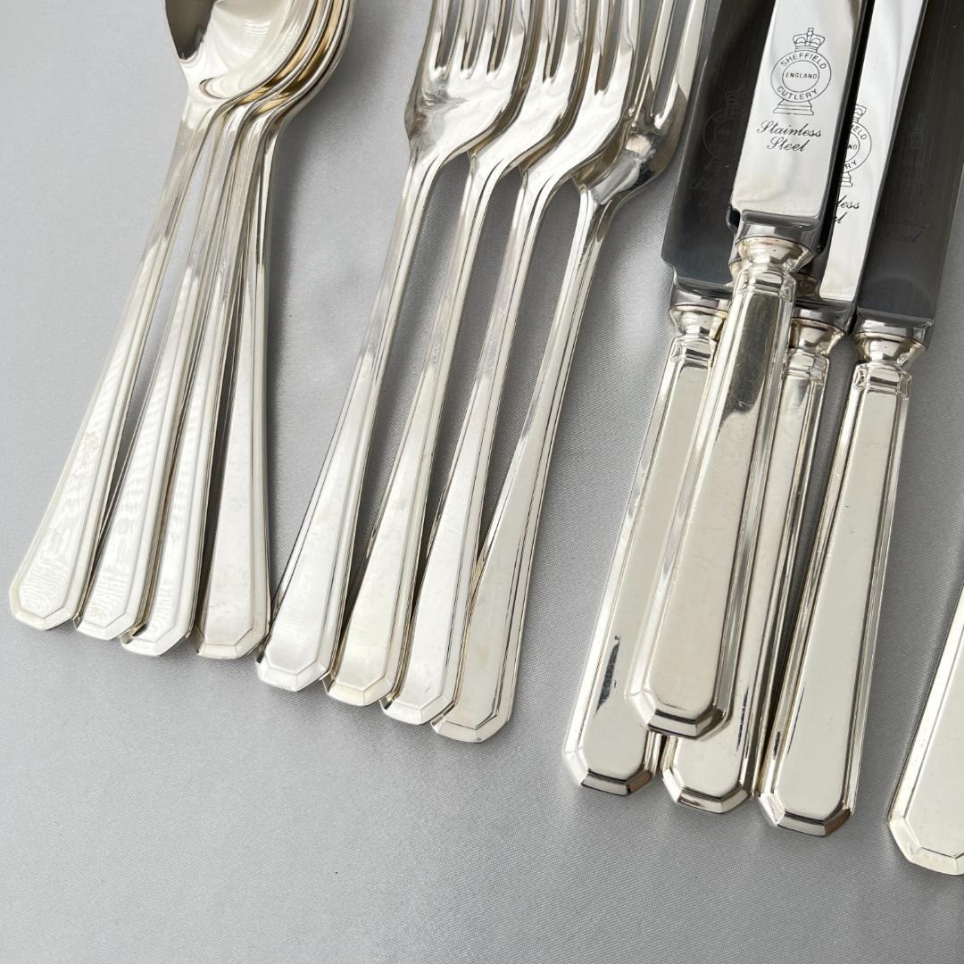 【英国】 アールデコ ディナーセット 4名用28本組 A1プレート