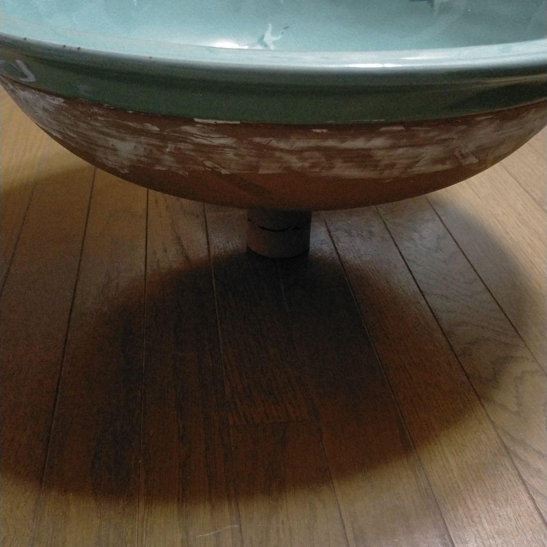 朝鮮青磁 高麗青磁 雲鶴 磁器 青磁 手洗い鉢 手水鉢 作家物 作家名入