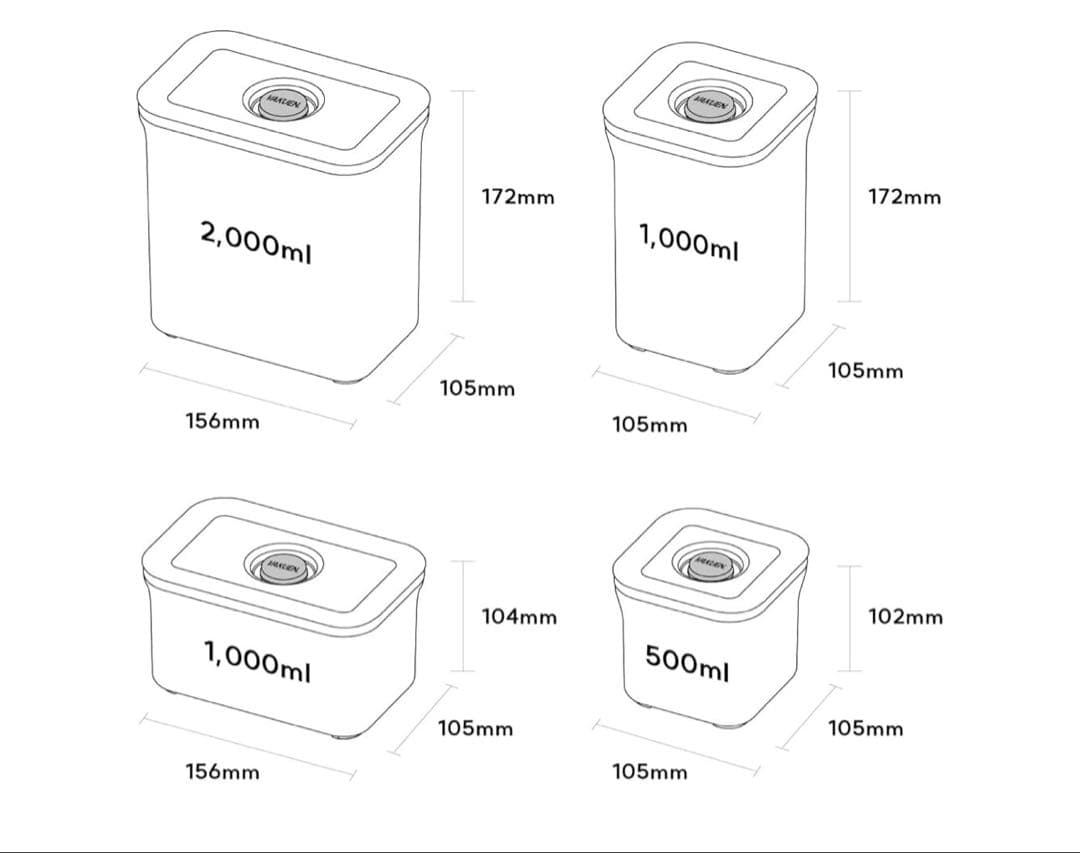 VAKUEN 真空密閉フードストレージコンテナ 4点セット