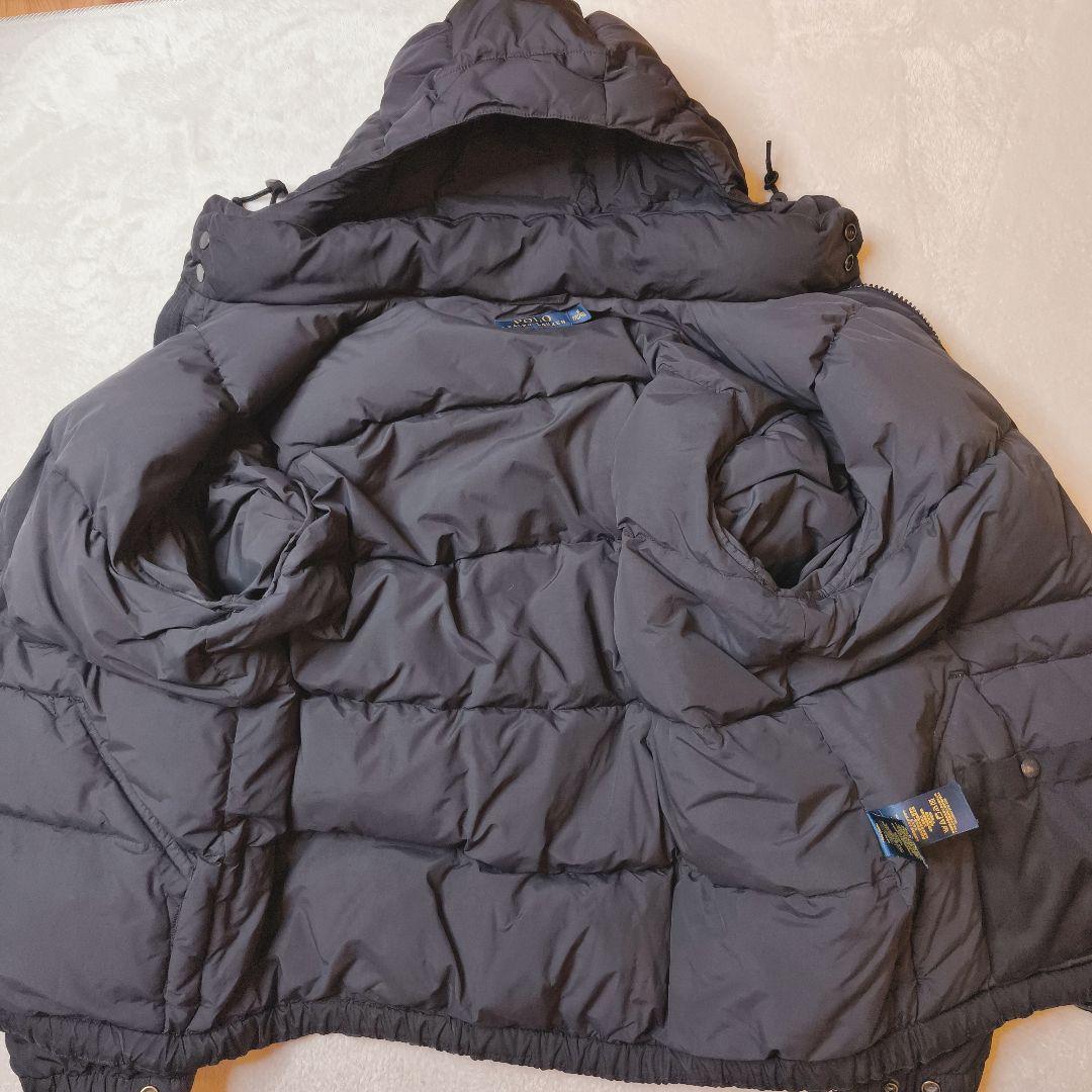 ポロラルフローレン ダウンジャケット 黒 M 刺繍ロゴ 肉厚