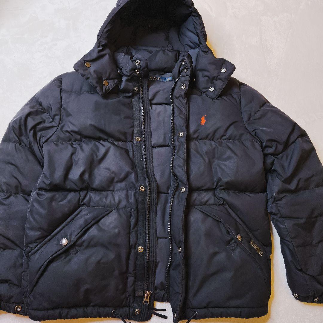ポロラルフローレン ダウンジャケット 黒 M 刺繍ロゴ 肉厚