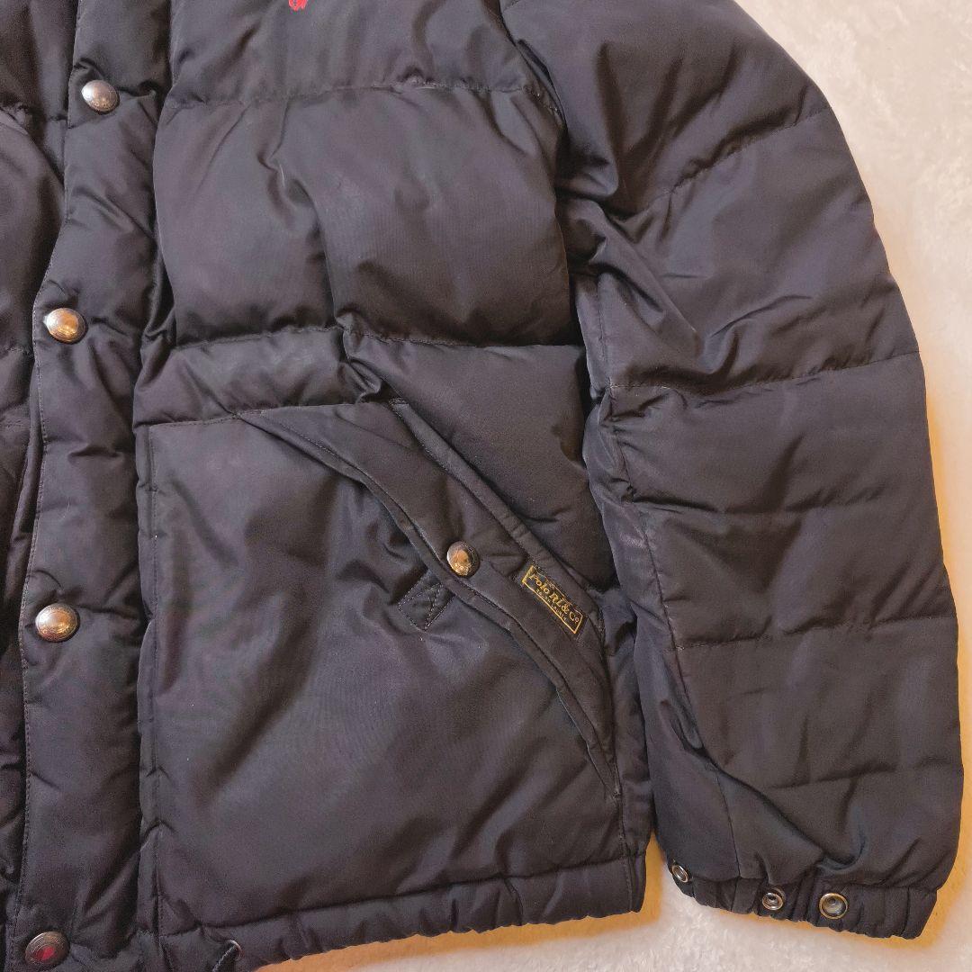 ポロラルフローレン ダウンジャケット 黒 M 刺繍ロゴ 肉厚