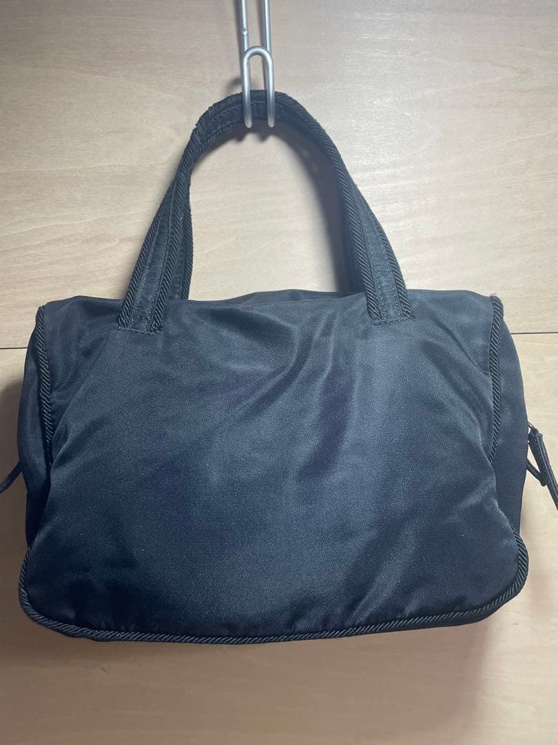 PRADA プラダ ビーズロゴ ハンドバッグ テスート ナイロン ポコノ 黒