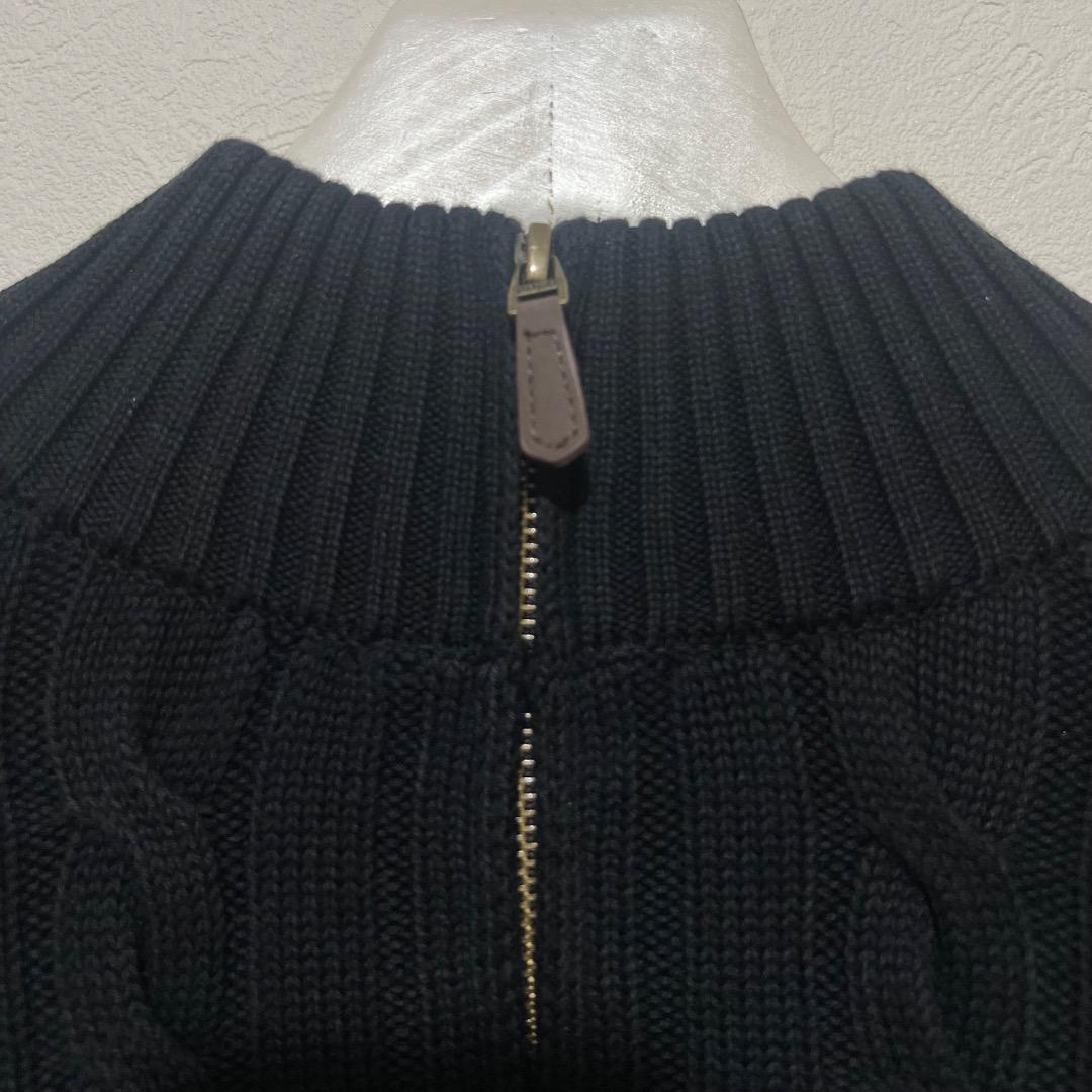 正規品 ラルフローレン ハーフジップ ケーブルニット ブラック M QRタグ付き