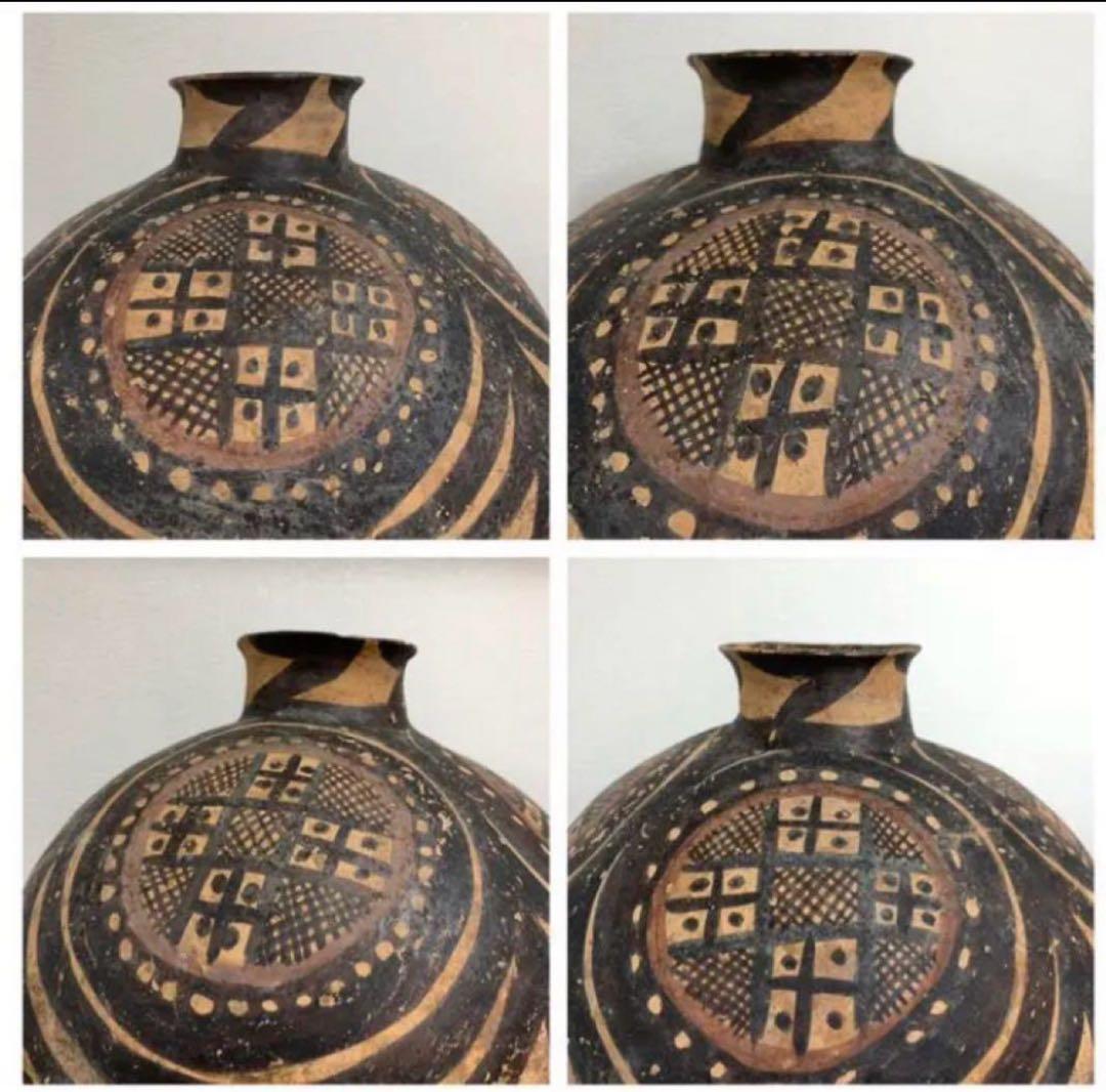 大彩陶 【中国彩陶双耳大壷 土器/出土品】紀元前五千年 【馬家文化 】Y06
