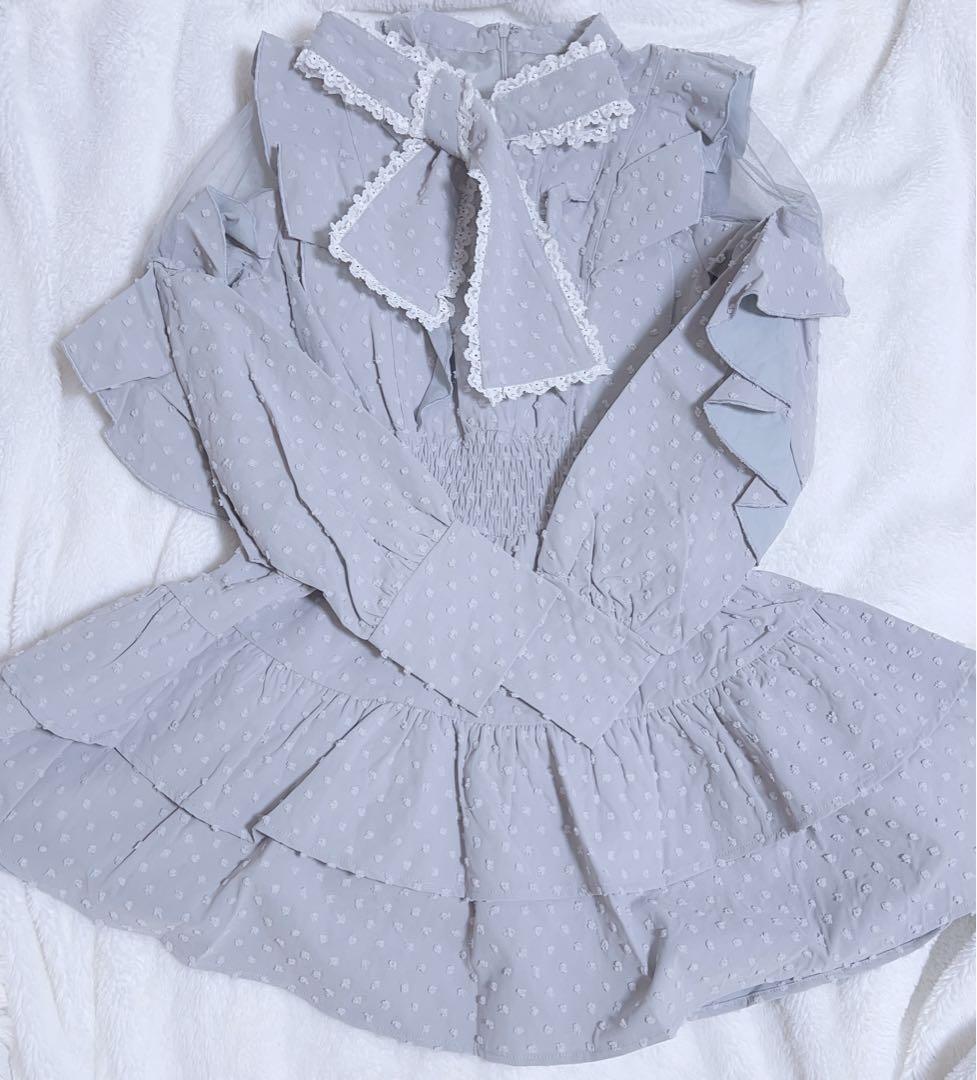 めろいティアードミニワンピース　ブルー　メルティ　meltie