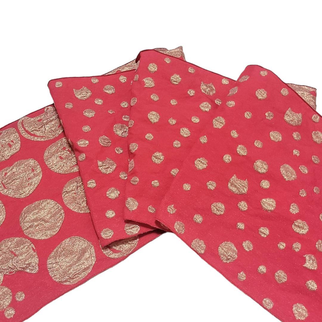 【兵児帯】猫ドット　ツモリチサト　浴衣帯 　ねこ 水玉 赤 レッド 大人