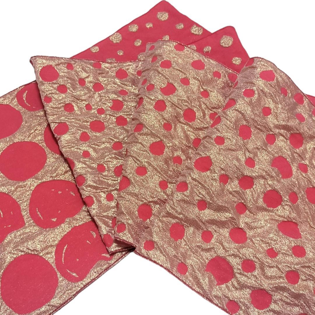 【兵児帯】猫ドット　ツモリチサト　浴衣帯 　ねこ 水玉 赤 レッド 大人