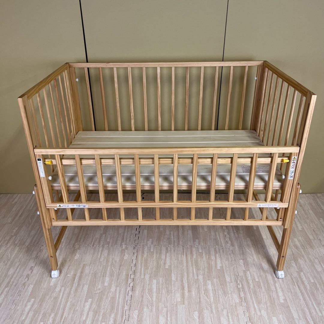 除菌清掃済　☆美品☆　大和屋　キホン　ベビーベッド　ナチュラル　上下すのこ