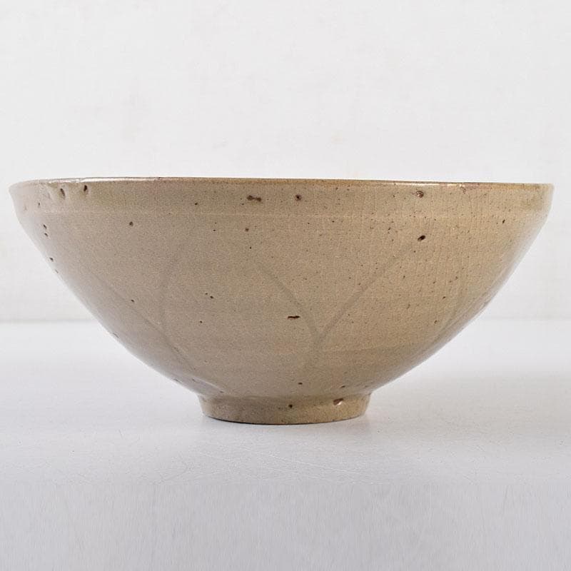 中国　龍泉窯　青磁　陽刻　蓮弁文碗　時代箱付　M　R8641