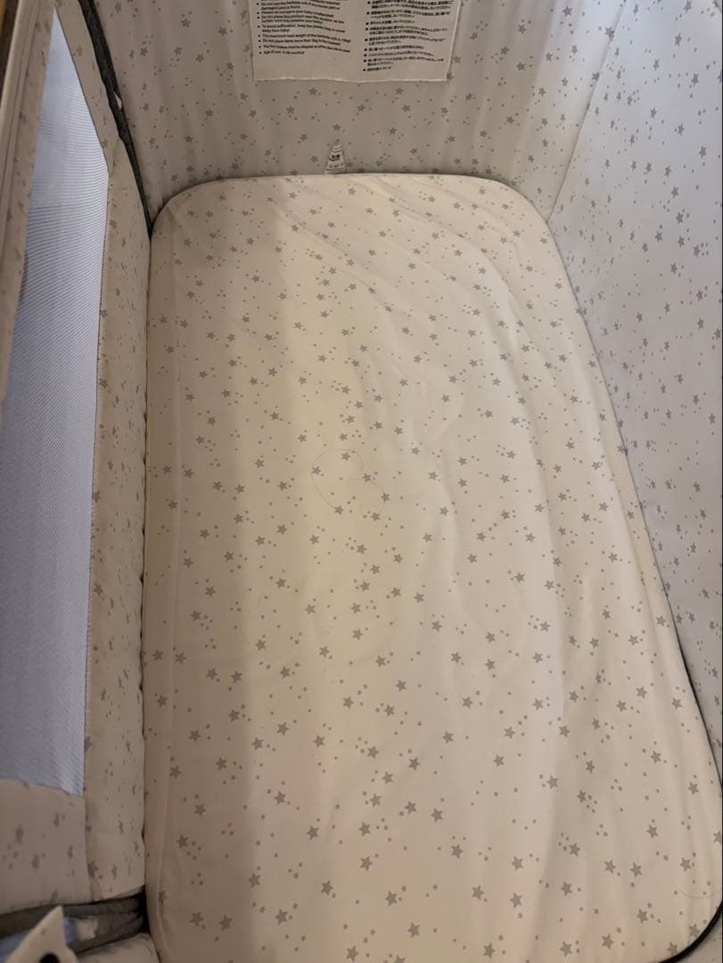 HZDMJ ベビーベッド　折りたたみ式　添い寝 グレー