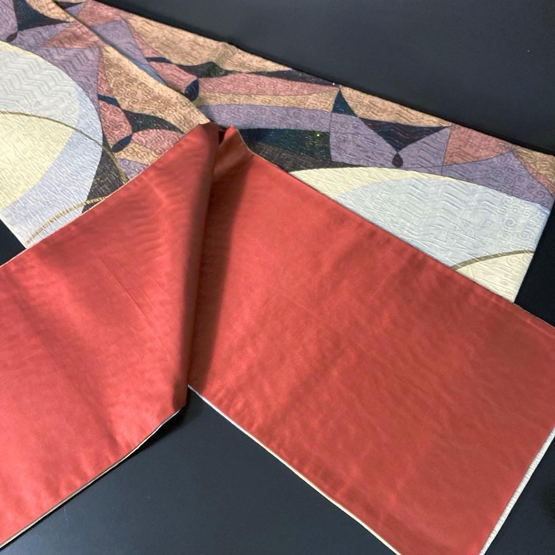 FF-212 袋帯 全通 洒落袋帯 モダン 膨れ織 正絹 芯なし 柔らか 正絹