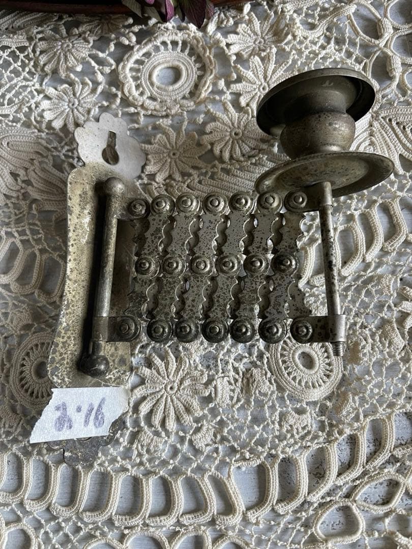 【お16】30 フランス　アンティーク　蛇腹　蝋燭立て キャンドルホルダー