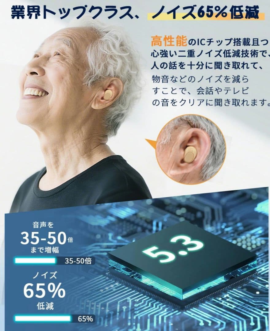 集音器　ホワイト　白　両耳タイプ