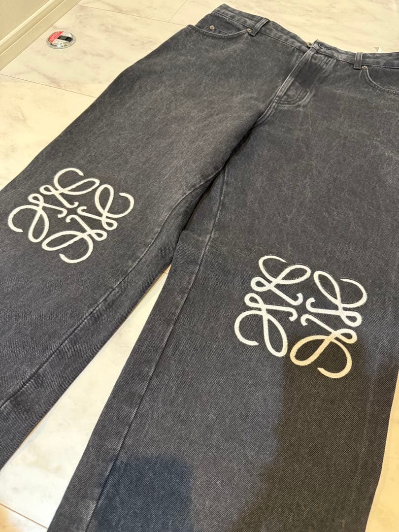 LOEWE ブラックデニム ワイドレッグパンツ サイズ50