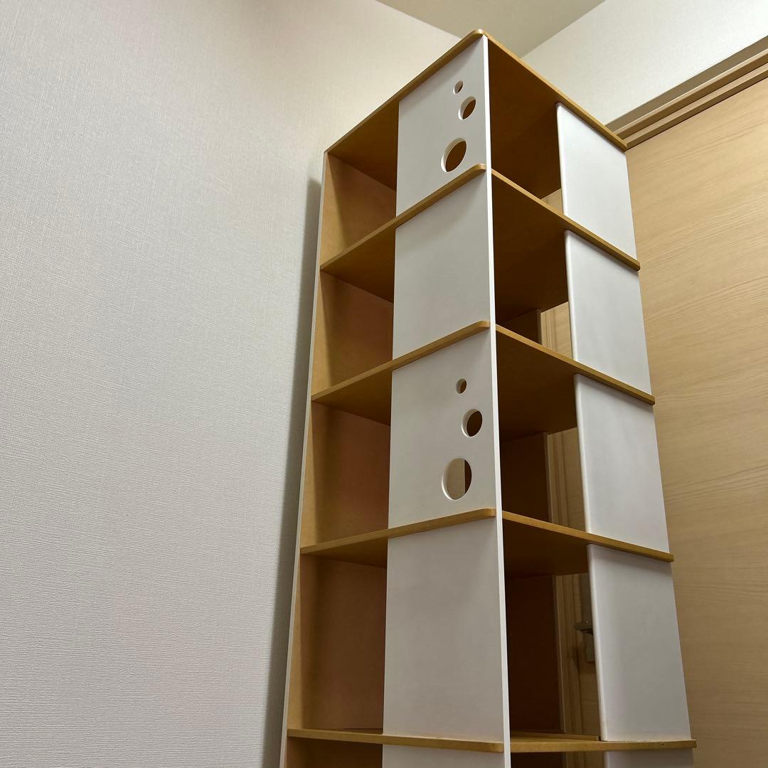 回転式　本棚　小物入れ　飾り棚　オープンシェルフ ホワイト　ナチュラル