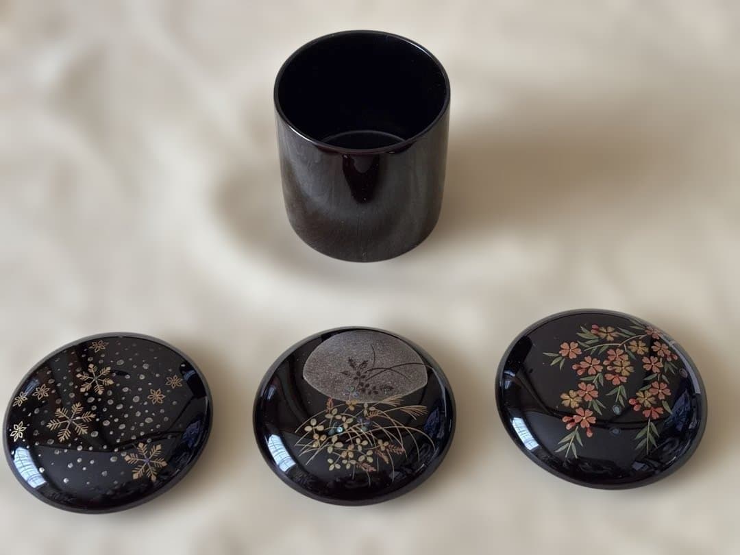 茶道具 棗 工芸品 漆器 三詠茶器 蒔絵 越前塗