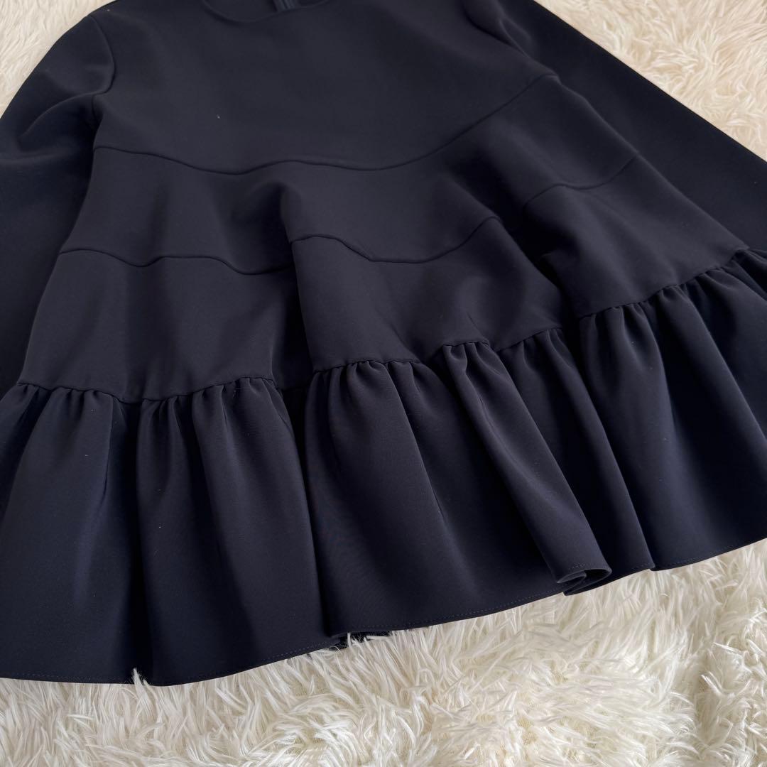 美品✨ヨリ ティアードギャザーブラウス ネイビー セレモニー