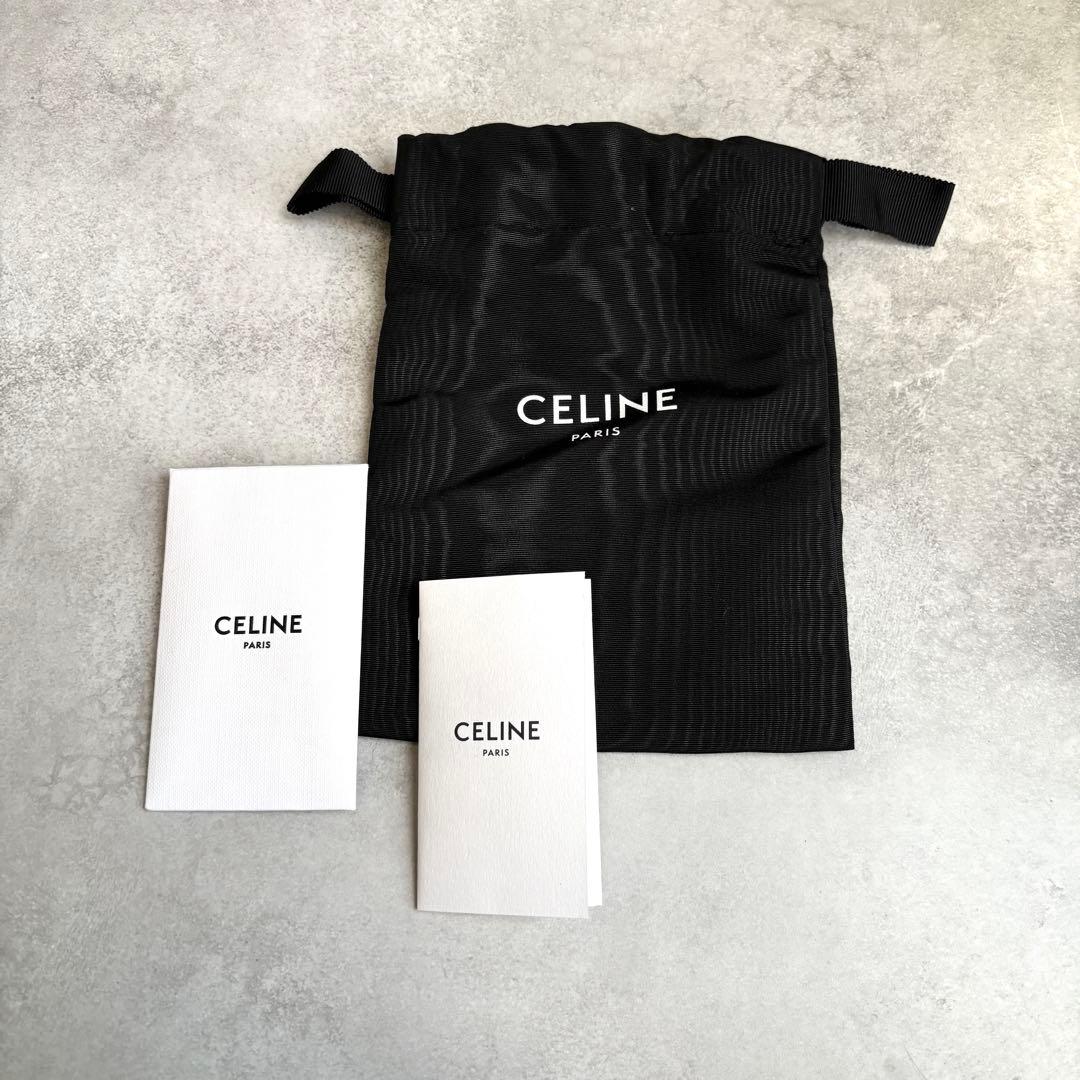 未使用級 CELINE ロゴ ジャカード ロングストラップ ベージュ キャンバス