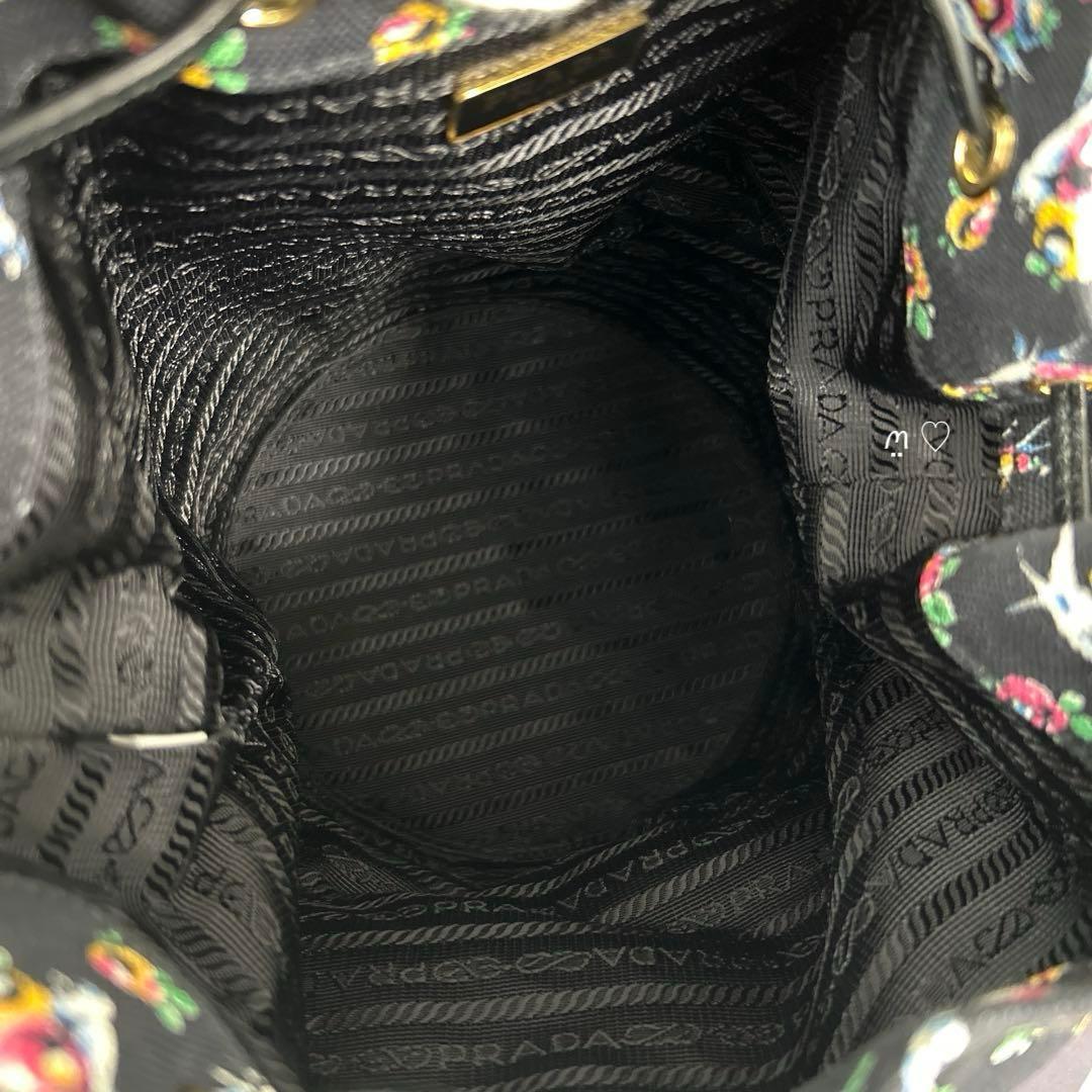 PRADAプラダ　プラージュバケットバッグ1BE04　ハンドショルダー　フラワー